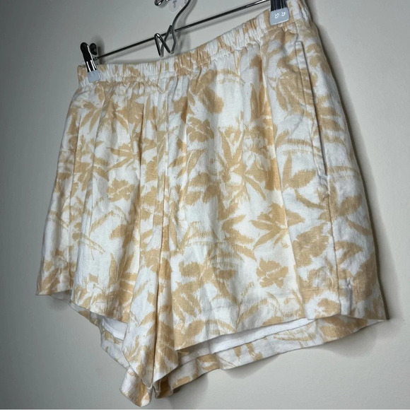 A+F Linen Blend Beachy Boho Floral Fully Lined Flowy Pull On Pockets Shorts - Picture 5 of 10